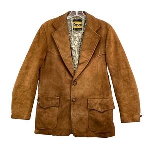 Vintage Cresco Blazer Jacket Mens 40 Suede Leather Western Cowboy Rodeo Rancher
